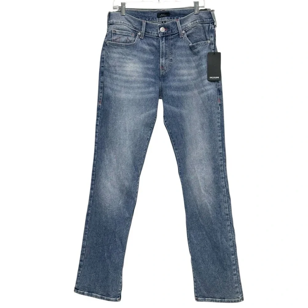 NEW TRUE‎ RELIGION Ricky Straight Jean Light Delightful Wash Relaxed Size 32 x34